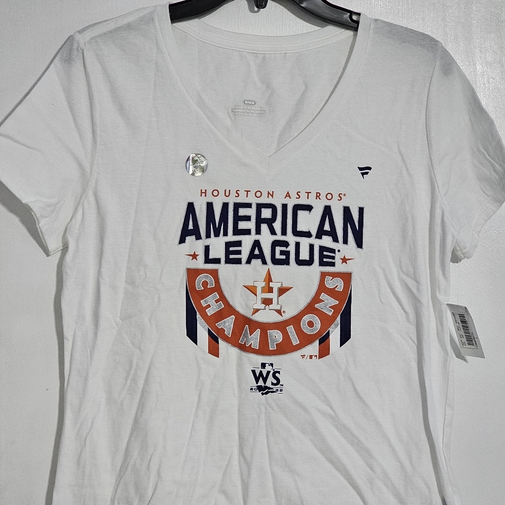 Houston Astros 2022 American League Champions White V Neck Shirt Size M NWT